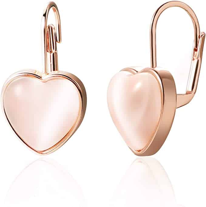 Bella Heart Crystal Earrings 14K Rose Gold Plated