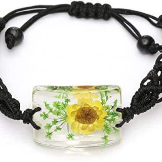 pressed yellow flower bracelet
