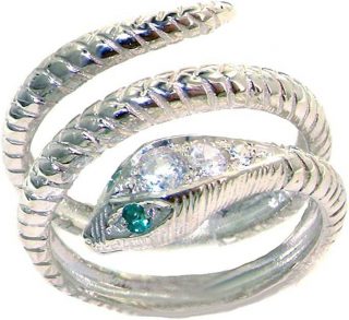 diamond silver snake ring